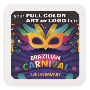 Custom printed square coaster pulpboard 60pt. 4"